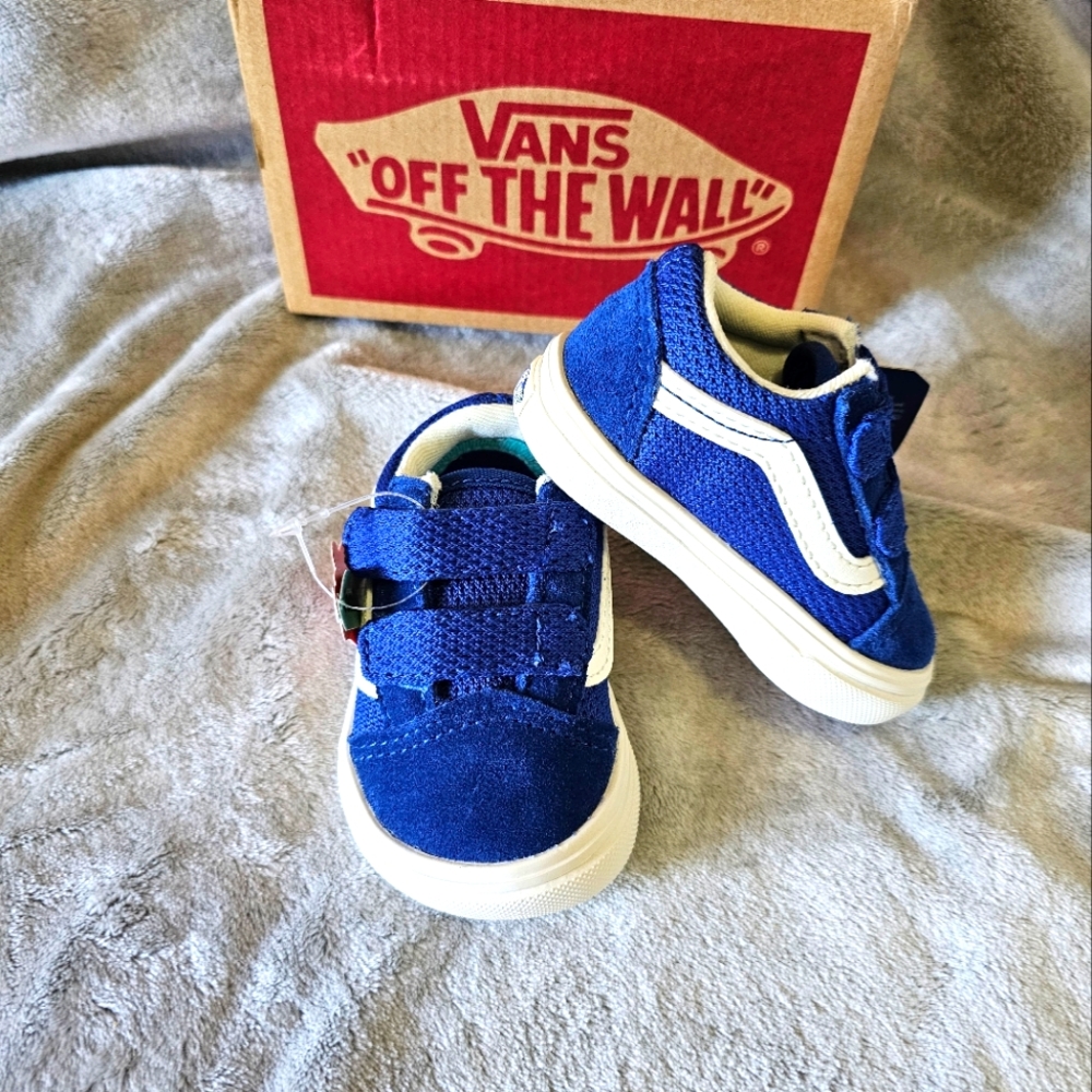 Vans Autism Acceptance ComfyCush Old Skool Sneakers True Blue Mesh Velcro NIB